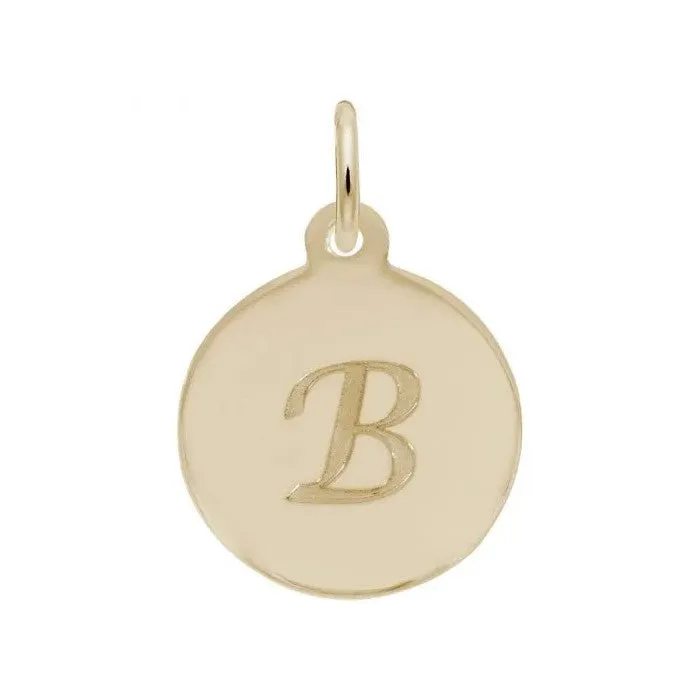Rembrandt Charms Sterling Silver Rhodium or Gold Plated Initial B Disc Pendant