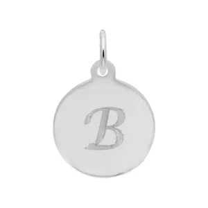 Rembrandt Charms Sterling Silver Rhodium or Gold Plated Initial B Disc Pendant