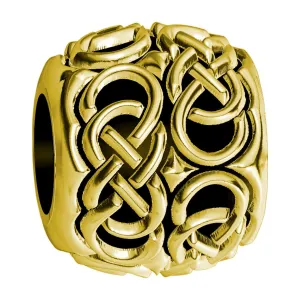 Repeating Double Infinity Symbol Charm Bracelet Bead in 14K Yellow gold