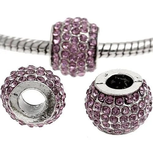 Rhinestone Amethyst  Crystals European Bead Compatible for Most European Snake Chain Bracelet