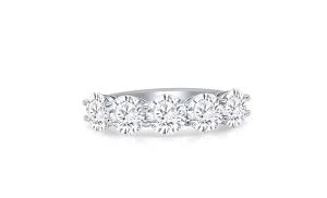 Ring Platinum Half Band 5 Diamonds 2.37 cts