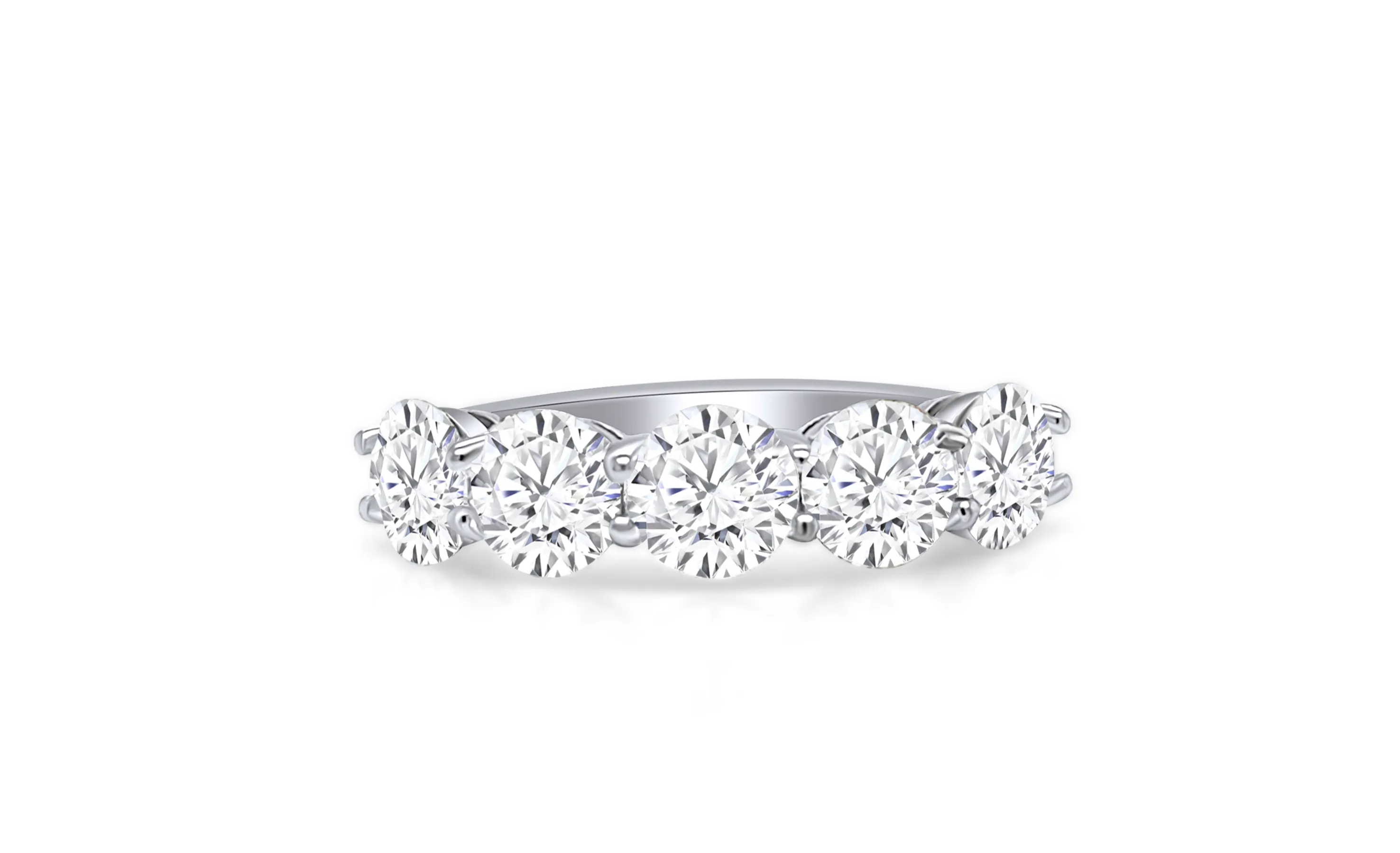 Ring Platinum Half Band 5 Diamonds 2.37 cts