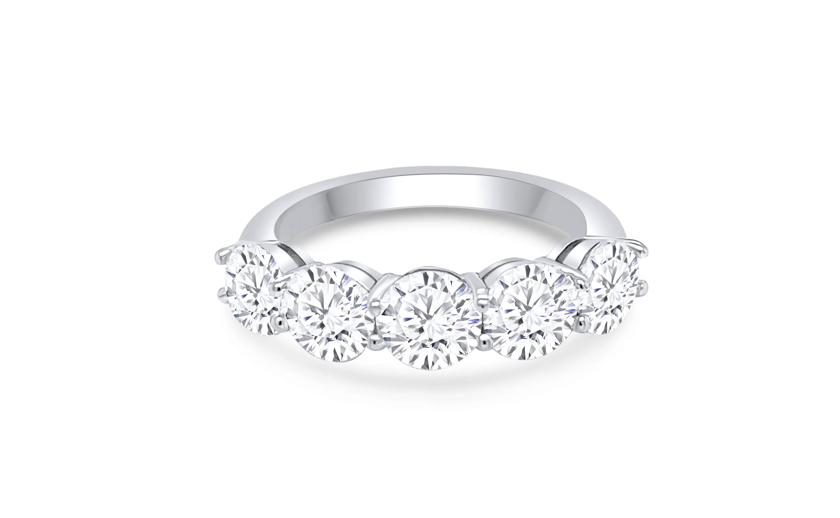 Ring Platinum Half Band 5 Diamonds 2.37 cts