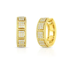 Roberto Coin Roman Barocco 18K Yellow Gold Diamond Hoop Earrings
