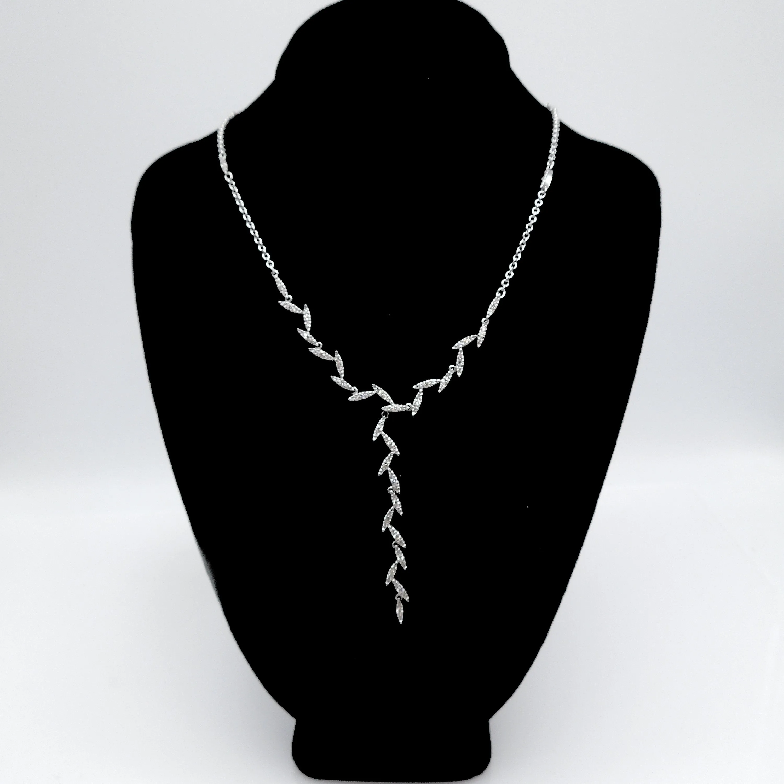 Roberto Coin White Gold and Diamond Zig Zag/Icicle Necklace and Earring Set