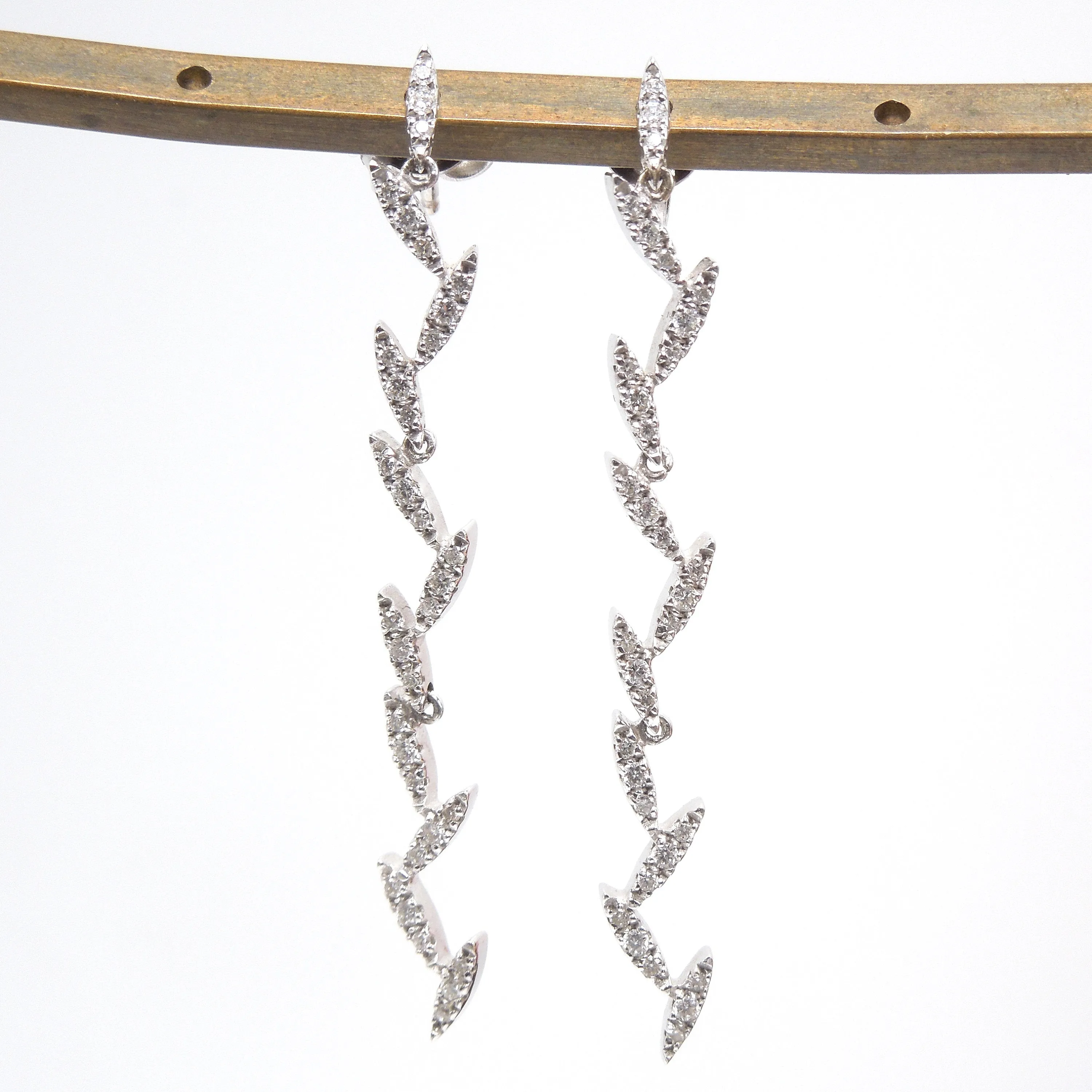 Roberto Coin White Gold and Diamond Zig Zag/Icicle Necklace and Earring Set