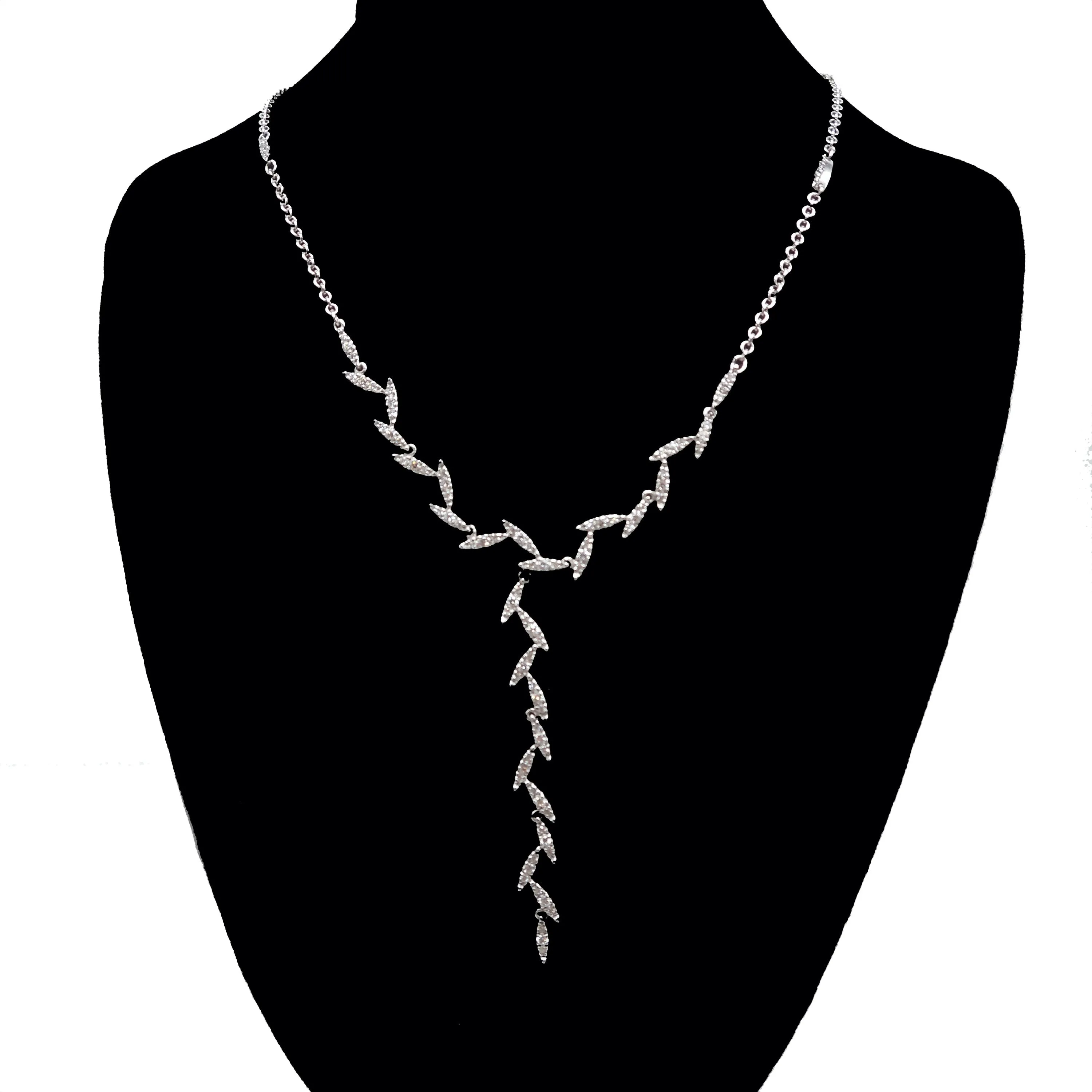 Roberto Coin White Gold and Diamond Zig Zag/Icicle Necklace and Earring Set