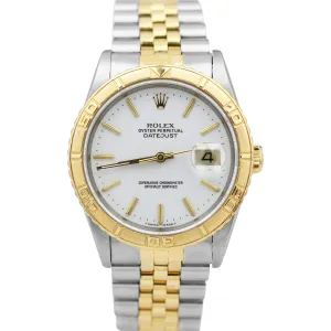 Rolex DateJust Turn-O-Graph Two-Tone White 36mm Thunderbird Jubilee Watch 16263