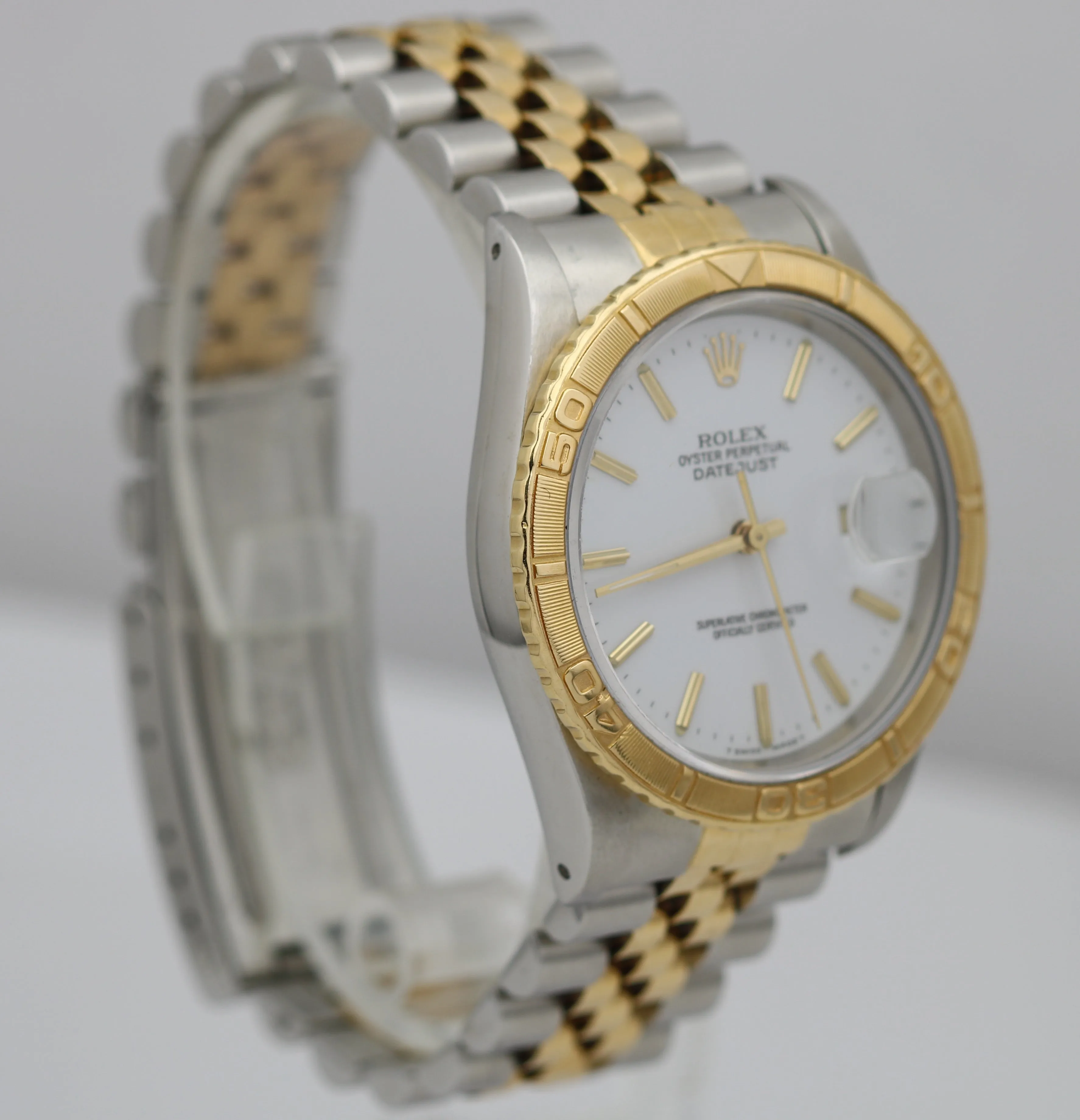 Rolex DateJust Turn-O-Graph Two-Tone White 36mm Thunderbird Jubilee Watch 16263
