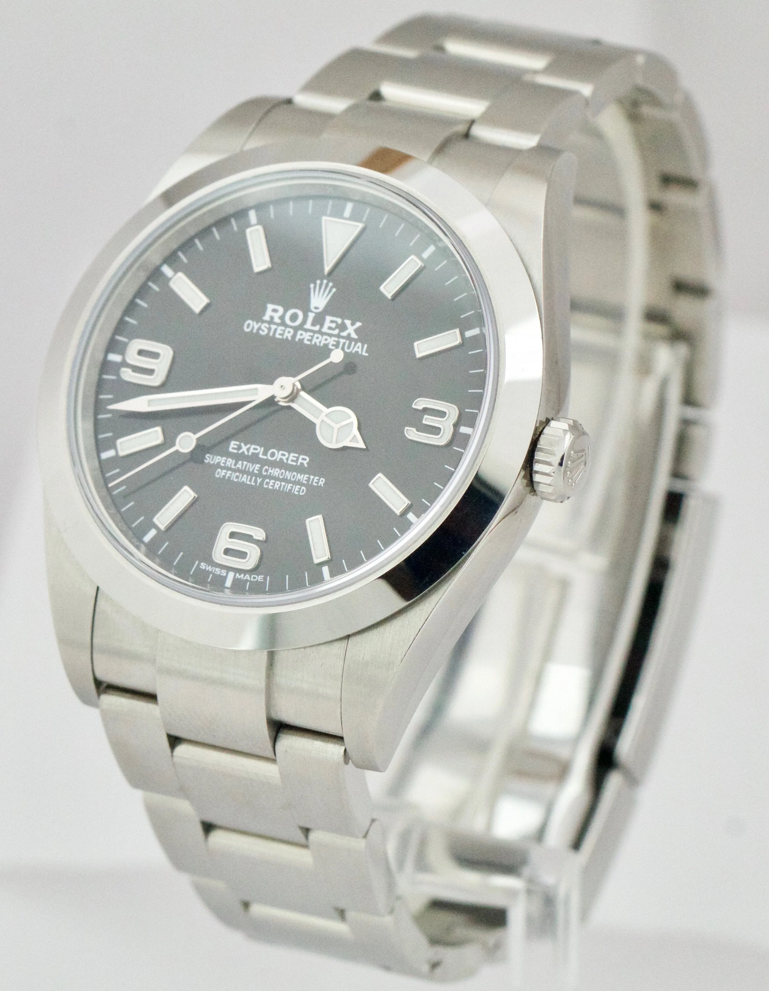 Rolex Explorer I Black 3-6-9 FULL LUME MK2 Dial Stainless 39mm 214270 Watch
