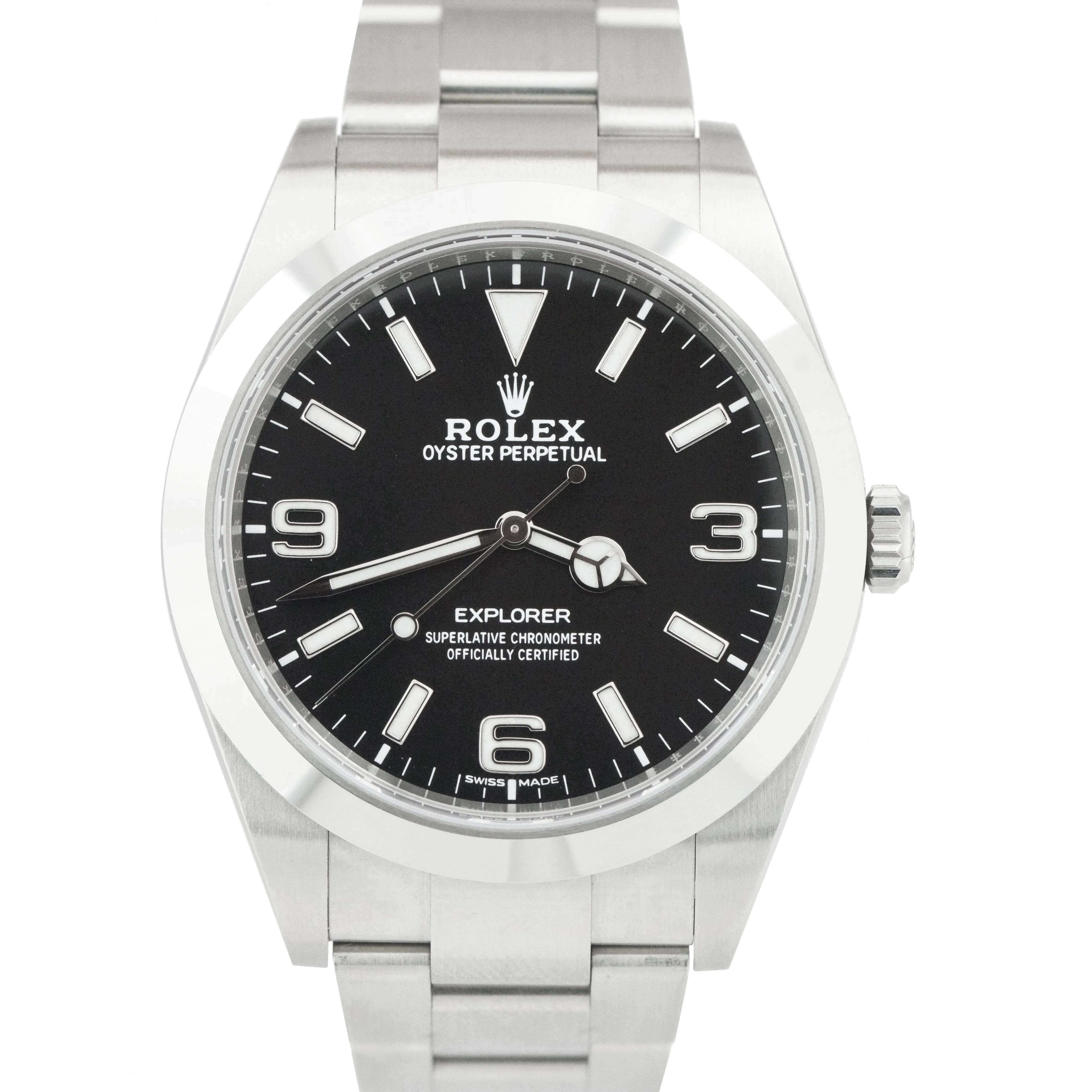 Rolex Explorer I Black 3-6-9 FULL LUME MK2 Dial Stainless 39mm 214270 Watch