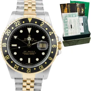 Rolex GMT-Master II Black 40mm Two Tone Gold Steel Jubilee Watch 16713 PAPERS