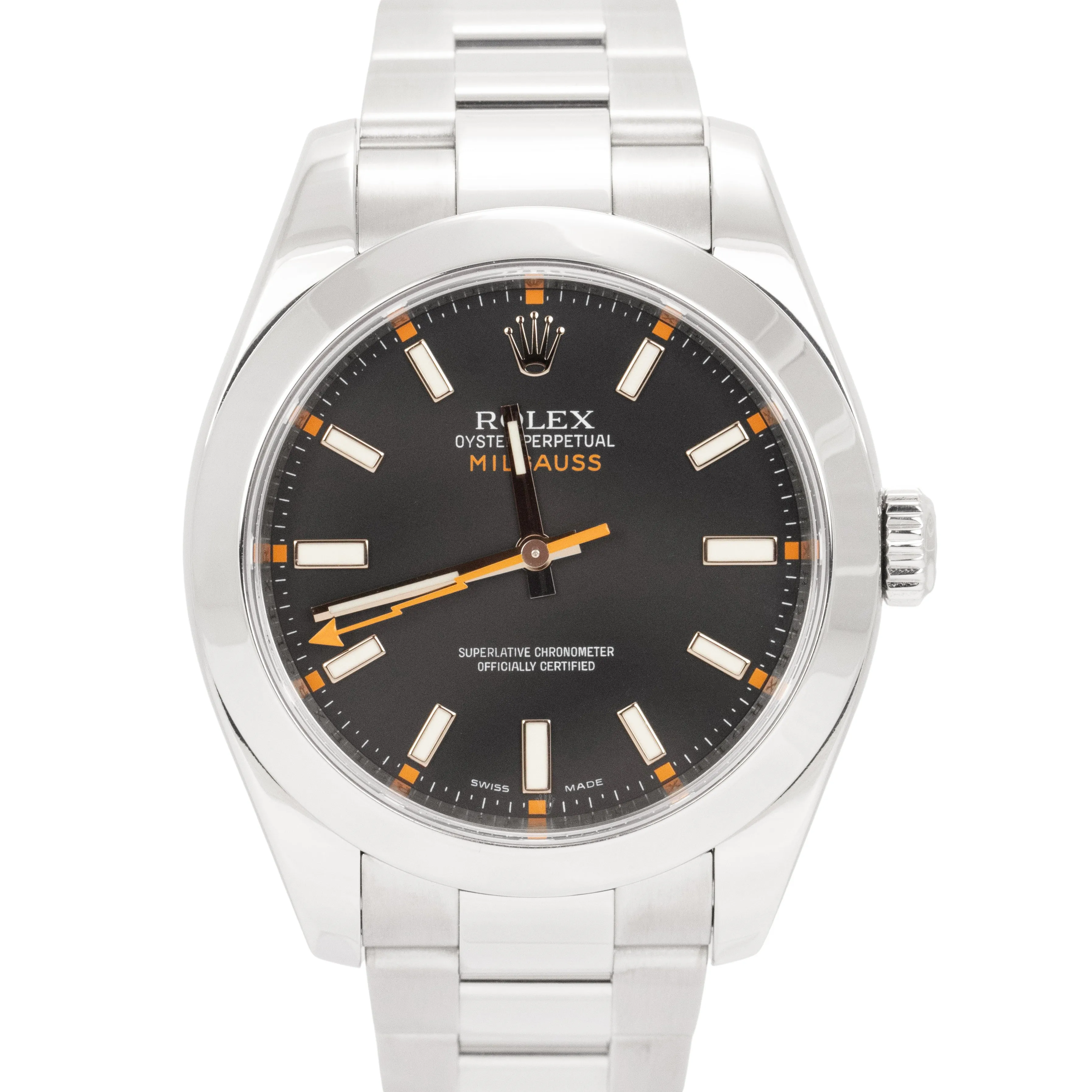 Rolex Milgauss 116400 Black Anti-Magnetic Oyster Stainless Steel 40mm Watch CARD