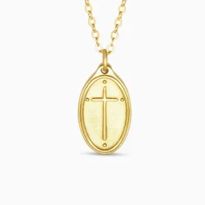 Romans 5:8 - 22" Oval Cross Petite Pendant Necklace
