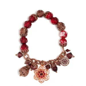 ROSE GOLD RED AND CHAMPAGNE CRYSTAL  BRACELET #SB16158 BRW MIX (HB18)