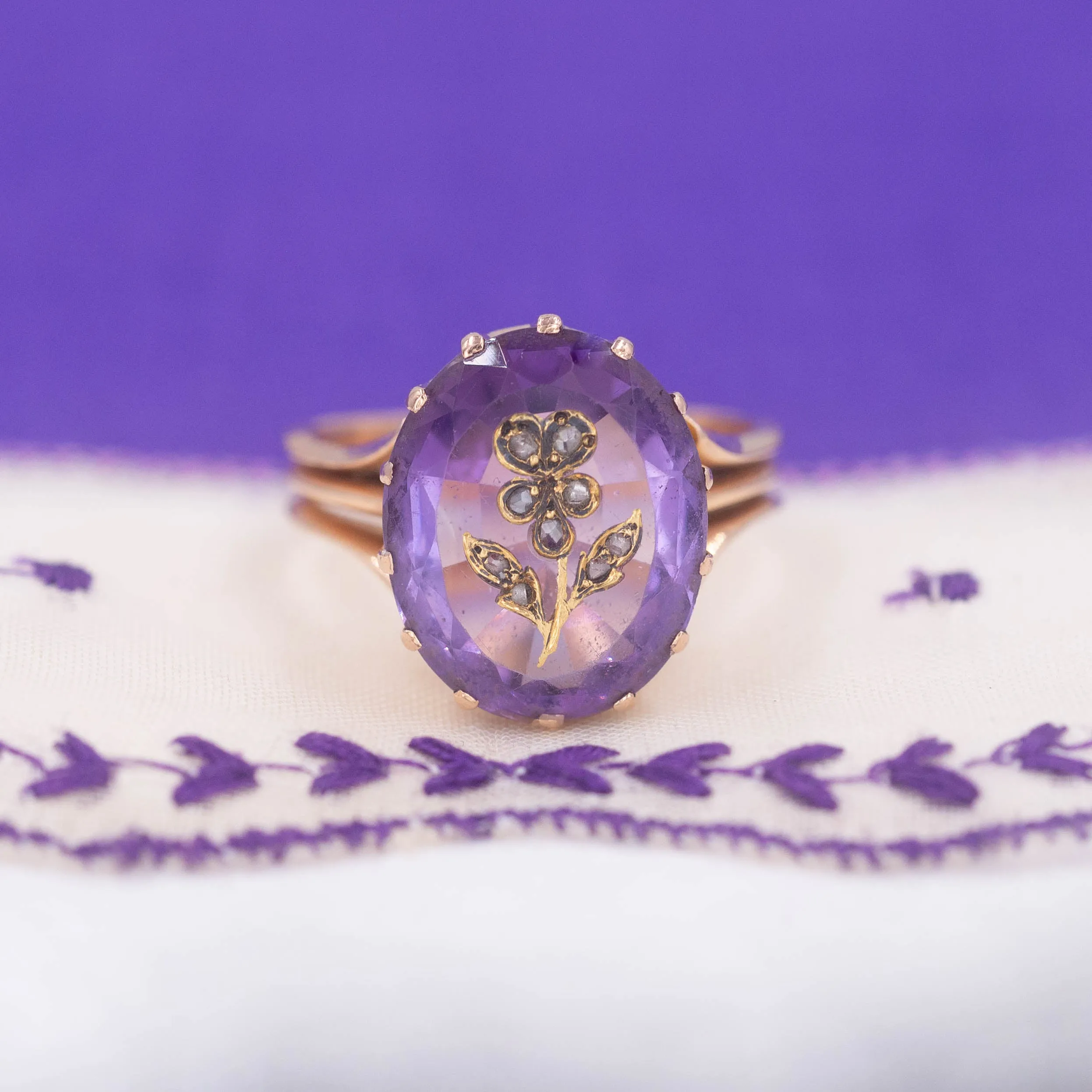 Rose of Sharon Amethyst Ring c1870