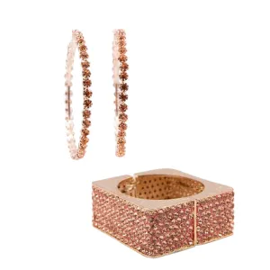 Rosey square rhinestone bracelet and earrings set
