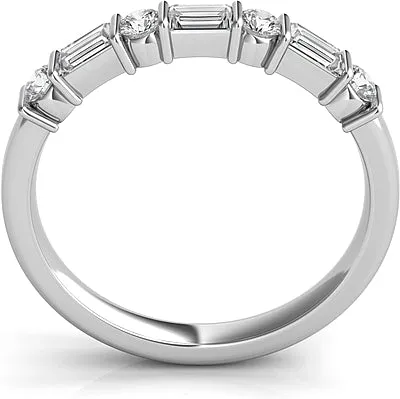 Round & Baguette Diamond Wedding Band