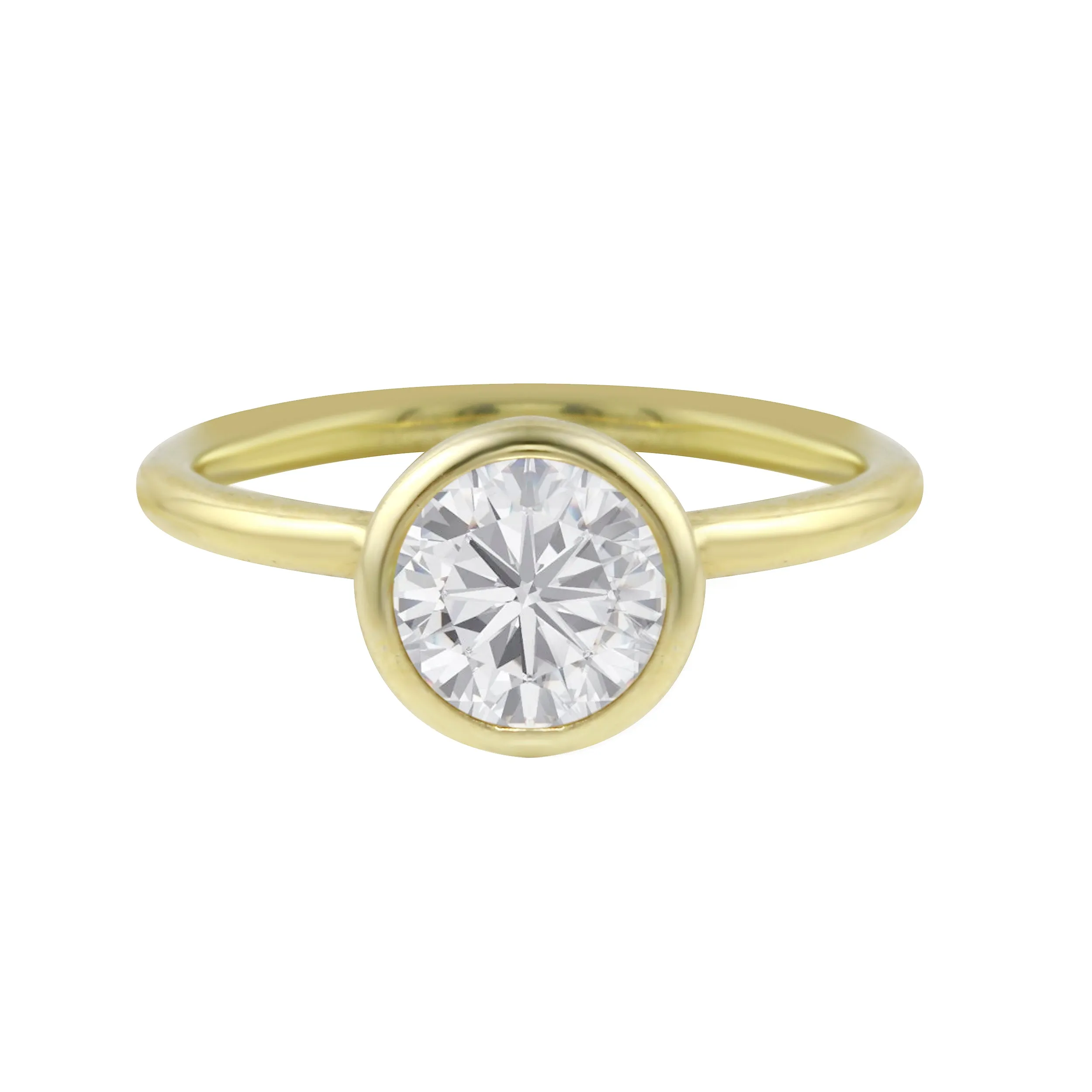 Round Brilliant-Cut Diamond Bezel Engagement Ring Setting