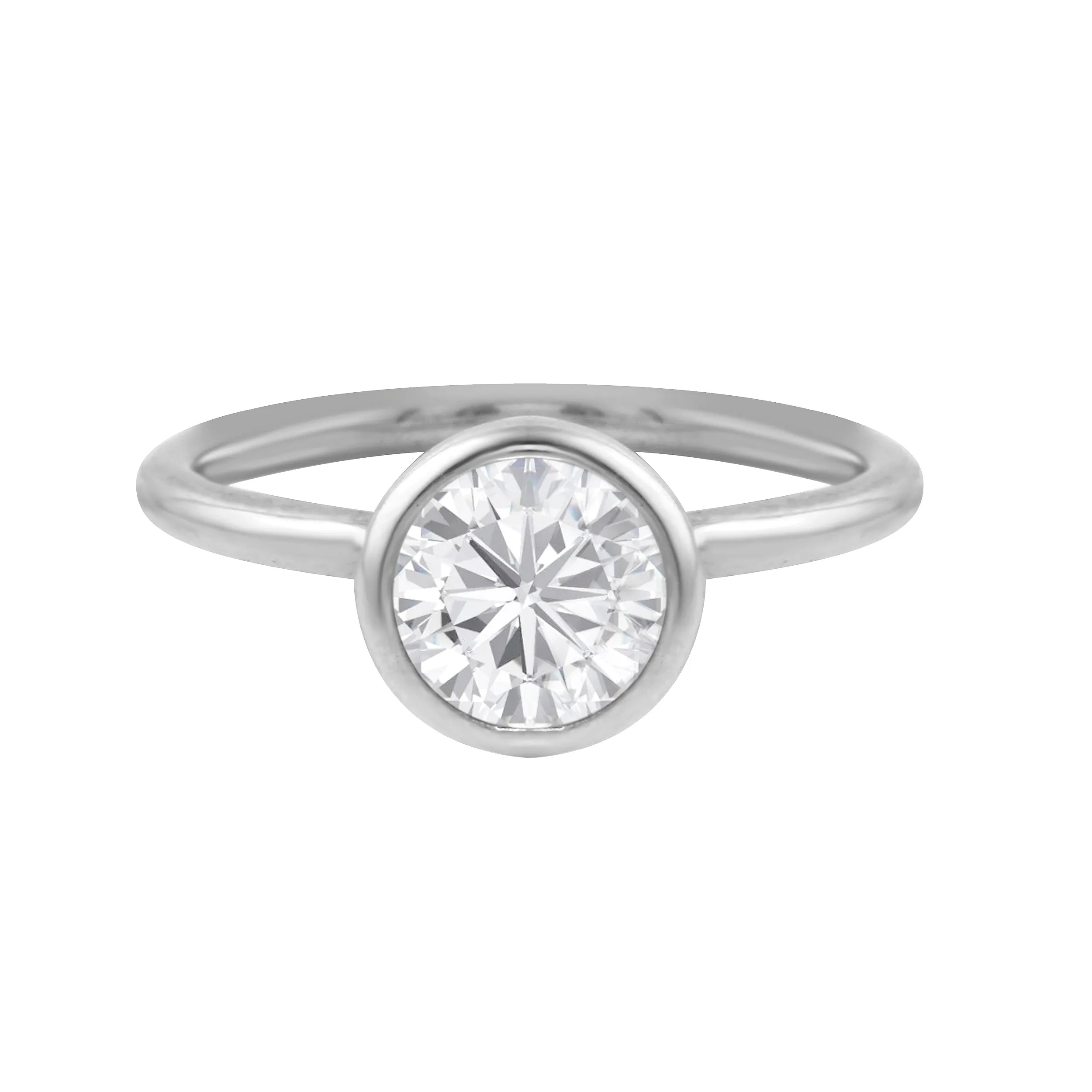Round Brilliant-Cut Diamond Bezel Engagement Ring Setting