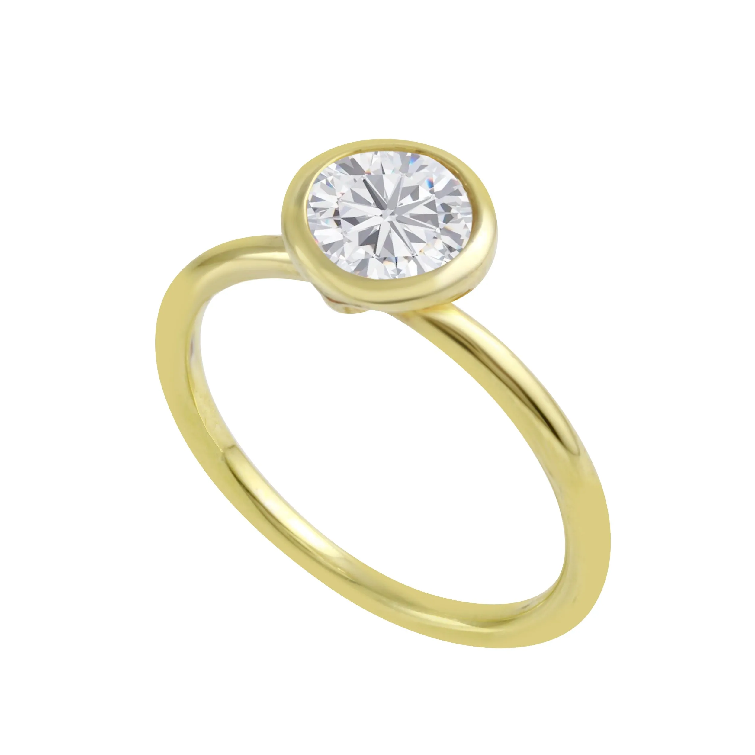 Round Brilliant-Cut Diamond Bezel Engagement Ring Setting