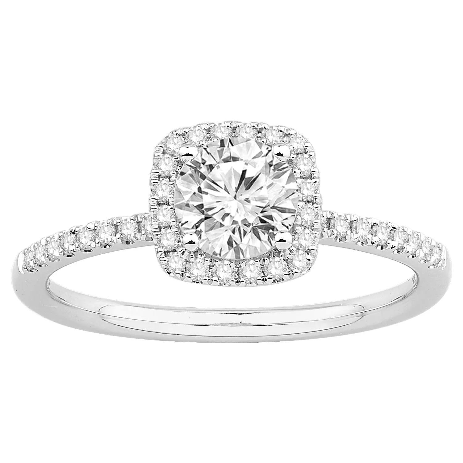 Round Brilliant Cut Diamond Halo in 14k White Gold