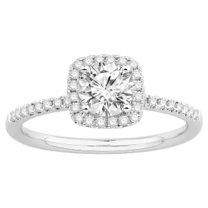 Round Brilliant Cut Diamond Halo in 14k White Gold