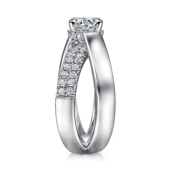 Round Criss Cross Diamond Engagement Ring Mounting