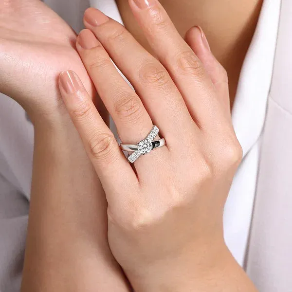 Round Criss Cross Diamond Engagement Ring Mounting