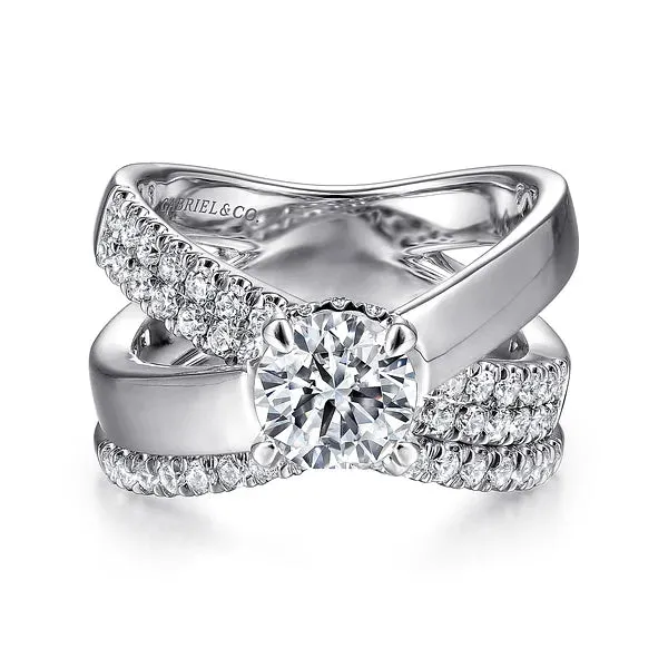 Round Criss Cross Diamond Engagement Ring Mounting