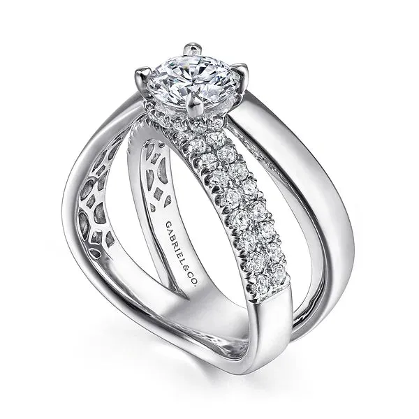 Round Criss Cross Diamond Engagement Ring Mounting