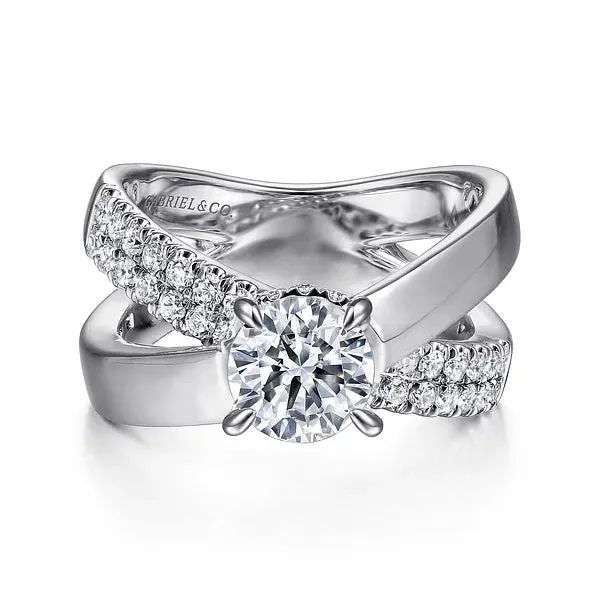 Round Criss Cross Diamond Engagement Ring Mounting