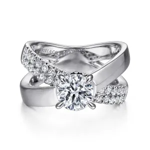 Round Criss Cross Diamond Engagement Ring Mounting