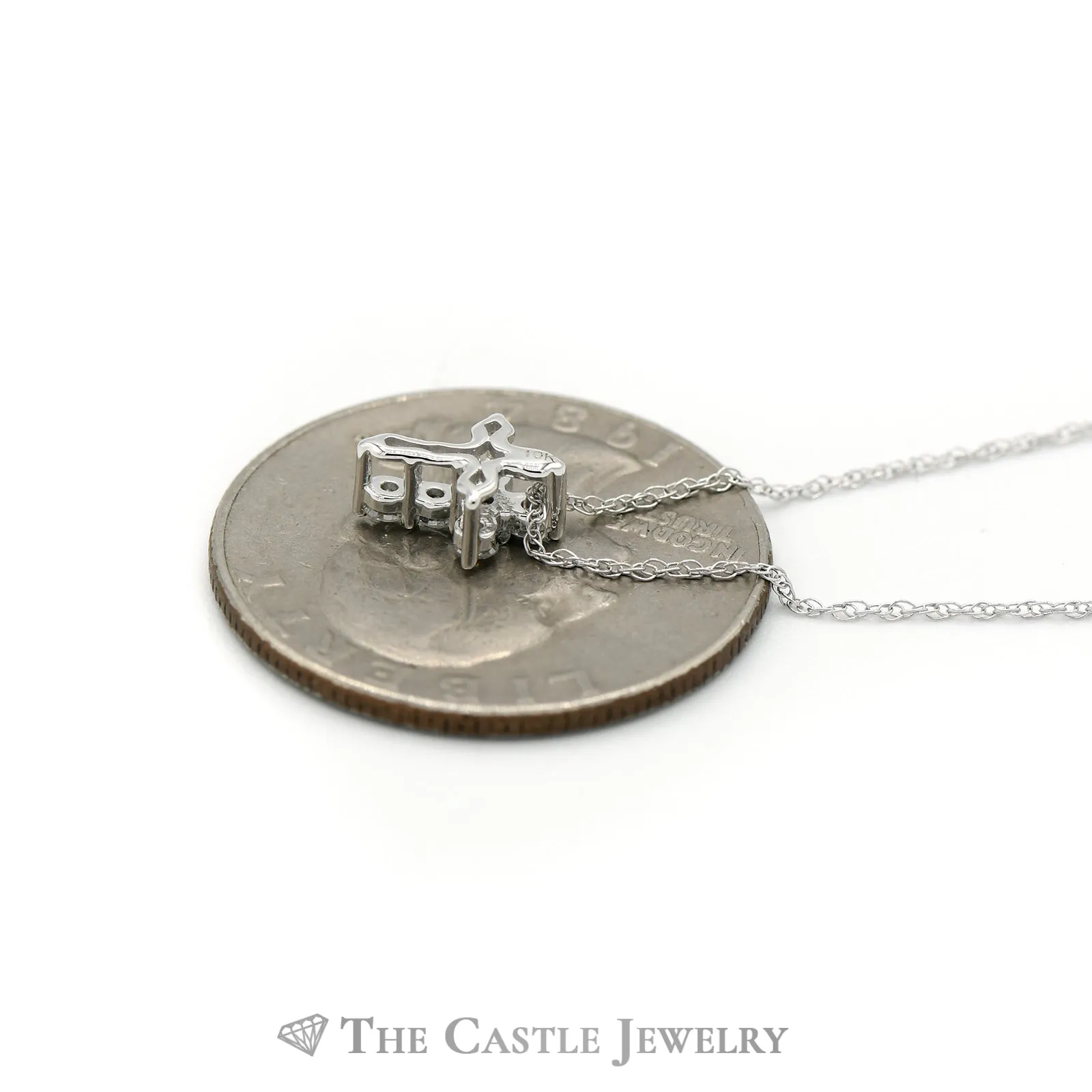 Round Diamond Cross Pendant on 18" Rope Chain in 10KT White Gold