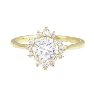 Round Diamond Sunburst Engagement Ring