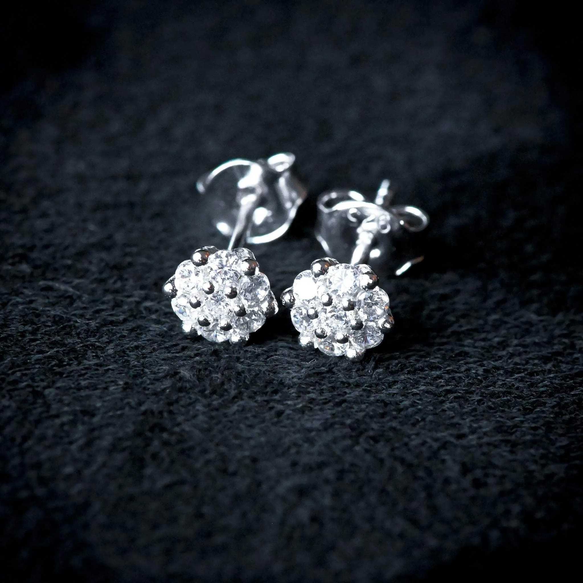 Round Flower Stud Earrings