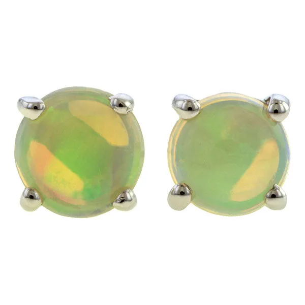 Round Opal Stud Earrings