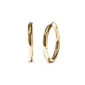 Round Polished Hoop Earrings in 9ct Yellow Gold