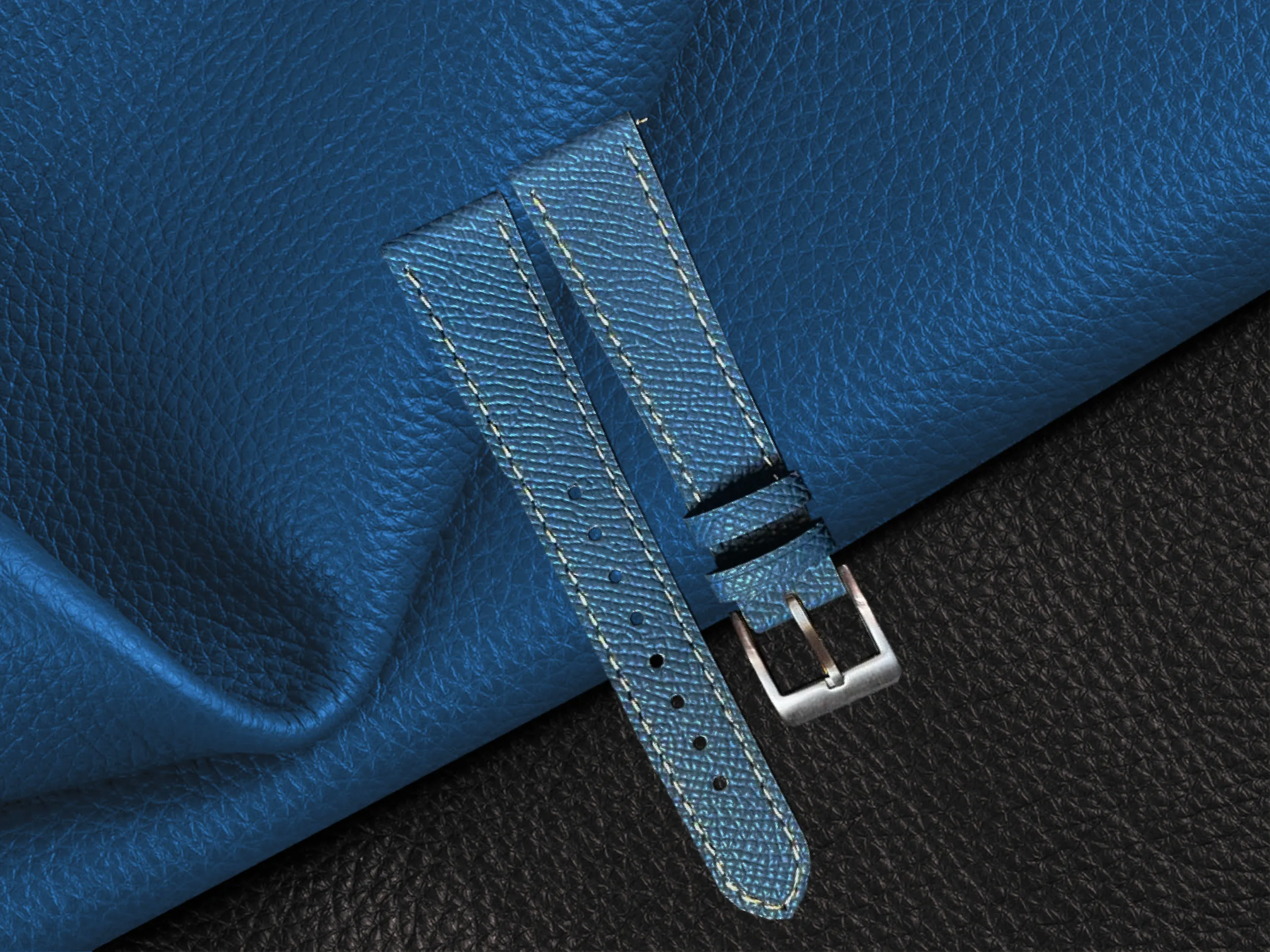 Royal Blue Epsom Leather Slim Apple Watch Strap