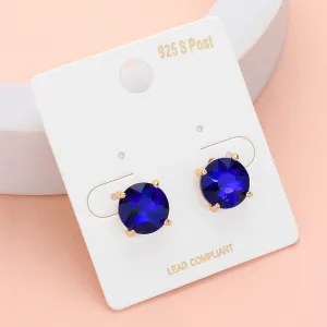 Royal Blue Round Stone Interview Stud Earrings | Royal Blue Stud Earrings |  638103