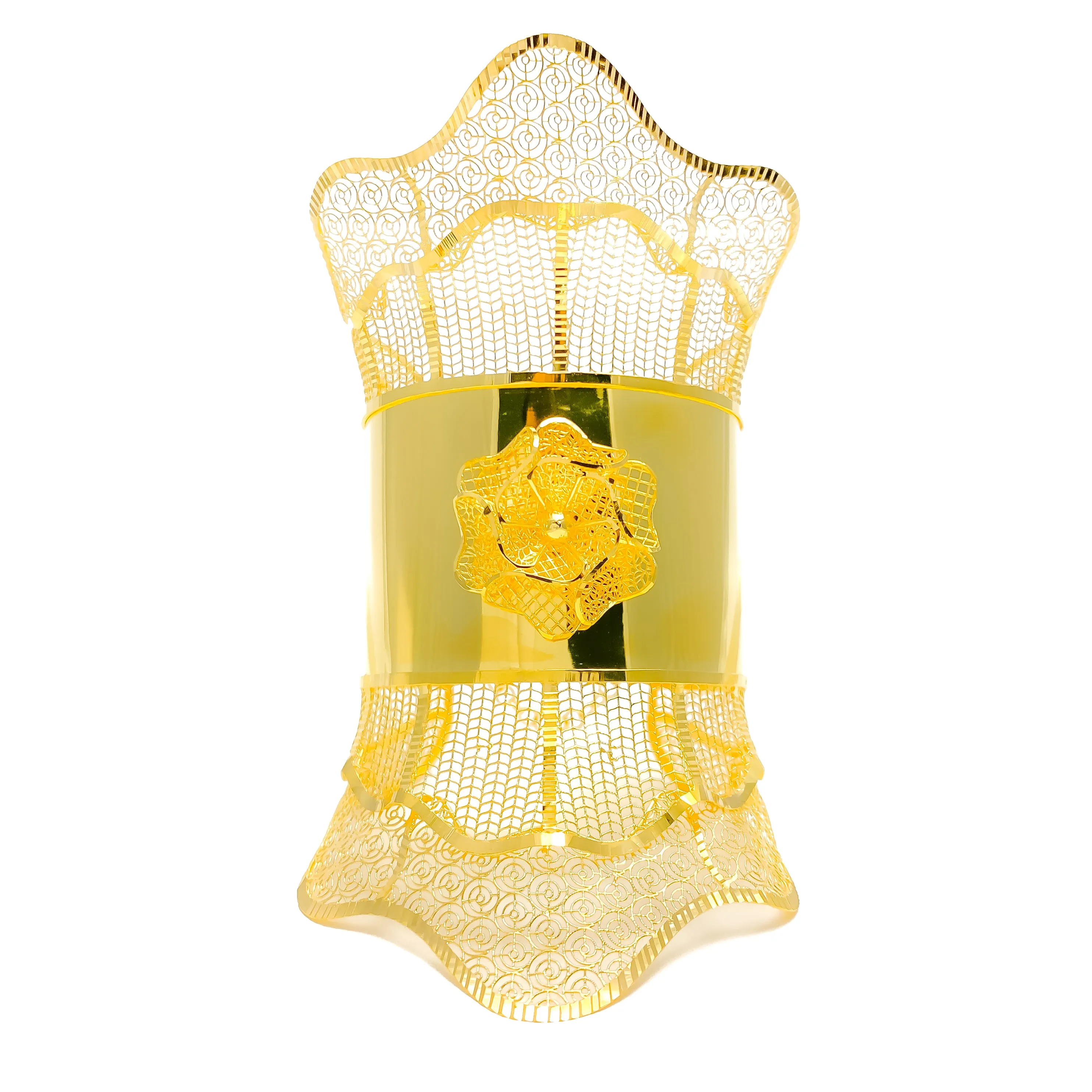 Royal Lustrous 21K Gold Netted Flower Bangle Bracelet