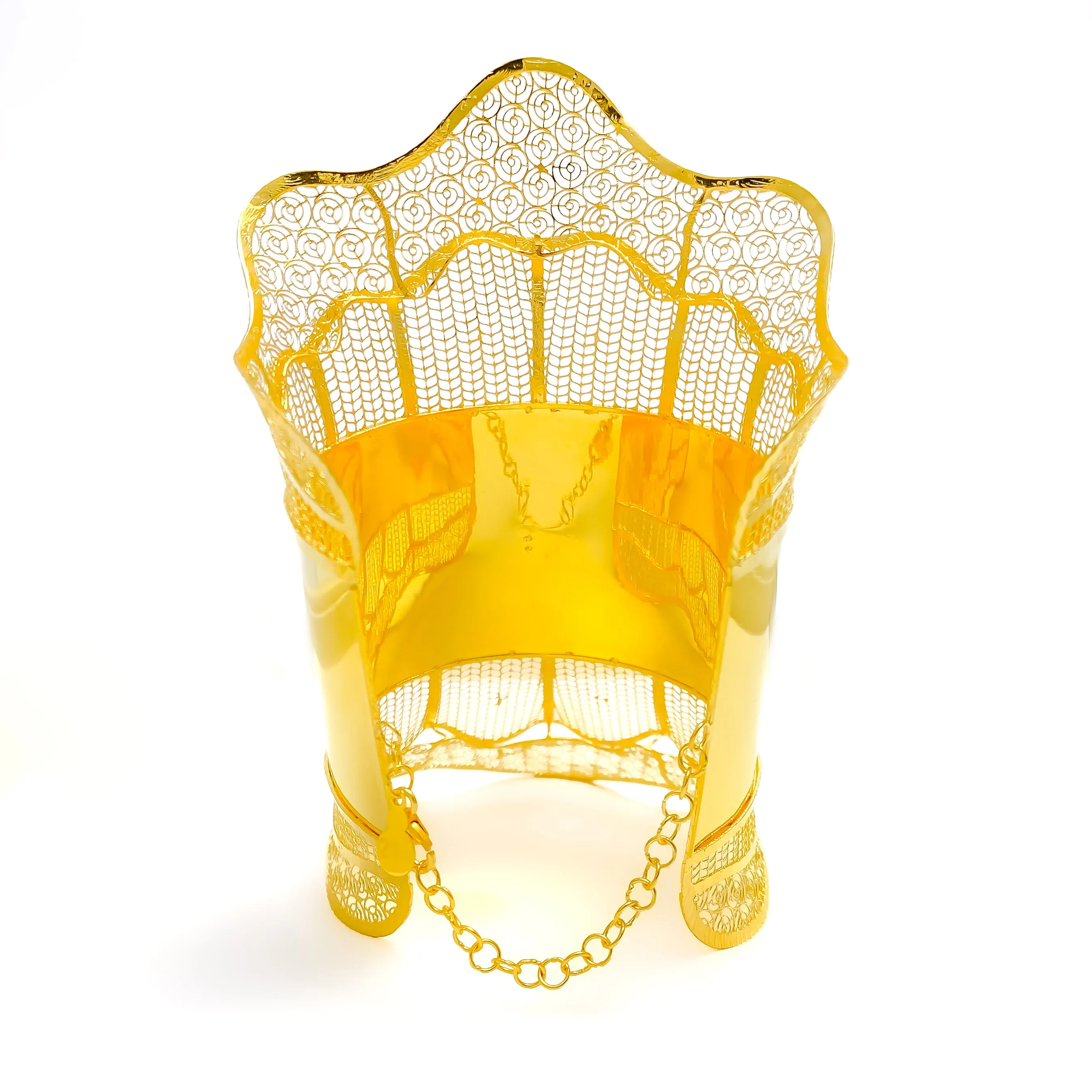 Royal Lustrous 21K Gold Netted Flower Bangle Bracelet