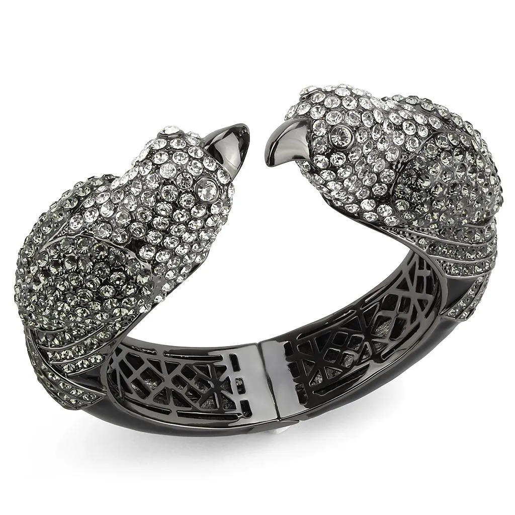 Ruthenium Brass Bangle with Top Grade Crystal - Multi Color, Ships in 4-7 Days