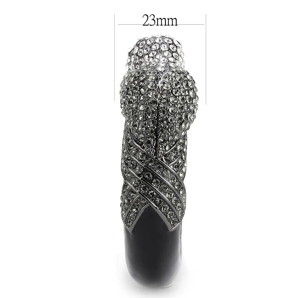 Ruthenium Brass Bangle with Top Grade Crystal - Multi Color, Ships in 4-7 Days