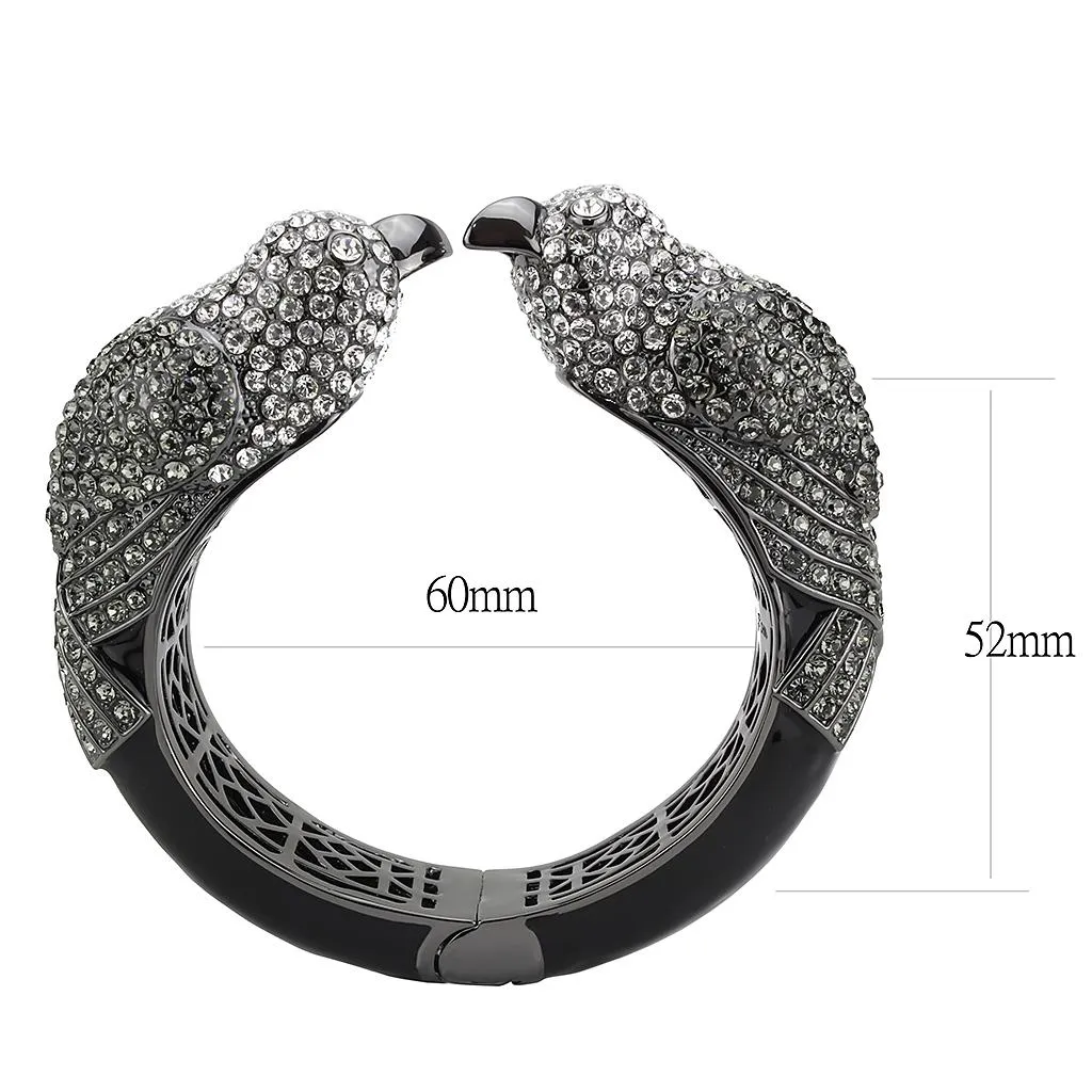 Ruthenium Brass Bangle with Top Grade Crystal - Multi Color, Ships in 4-7 Days