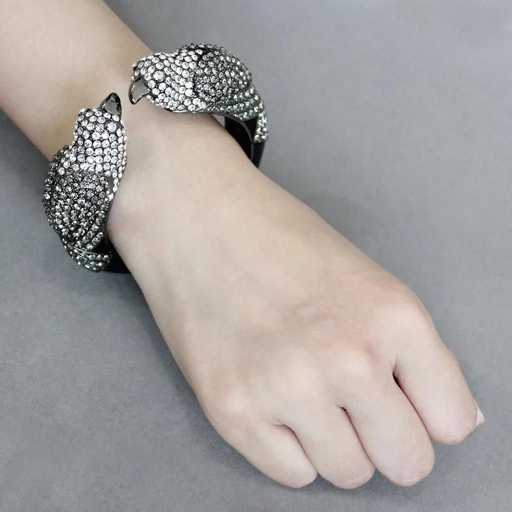Ruthenium Brass Bangle with Top Grade Crystal - Multi Color, Ships in 4-7 Days