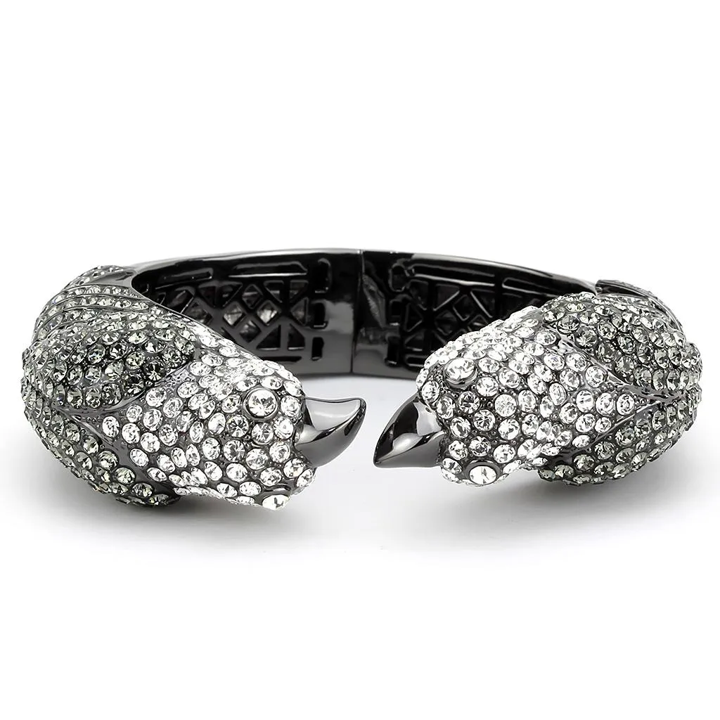 Ruthenium Brass Bangle with Top Grade Crystal - Multi Color, Ships in 4-7 Days