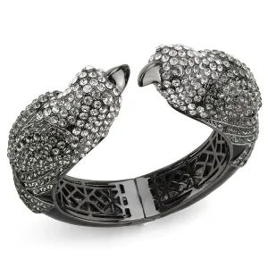 Ruthenium Brass Bangle with Top Grade Crystal - Multi Color, Ships in 4-7 Days