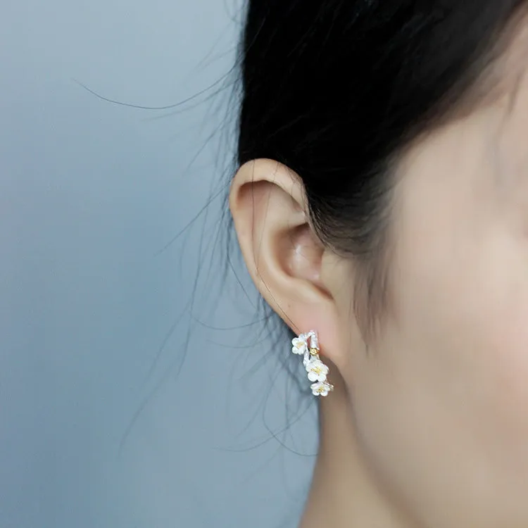 Sakura Branches -- 925 Sterling Silver Stud Earrings