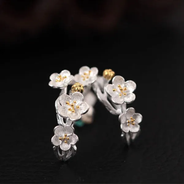 Sakura Branches -- 925 Sterling Silver Stud Earrings